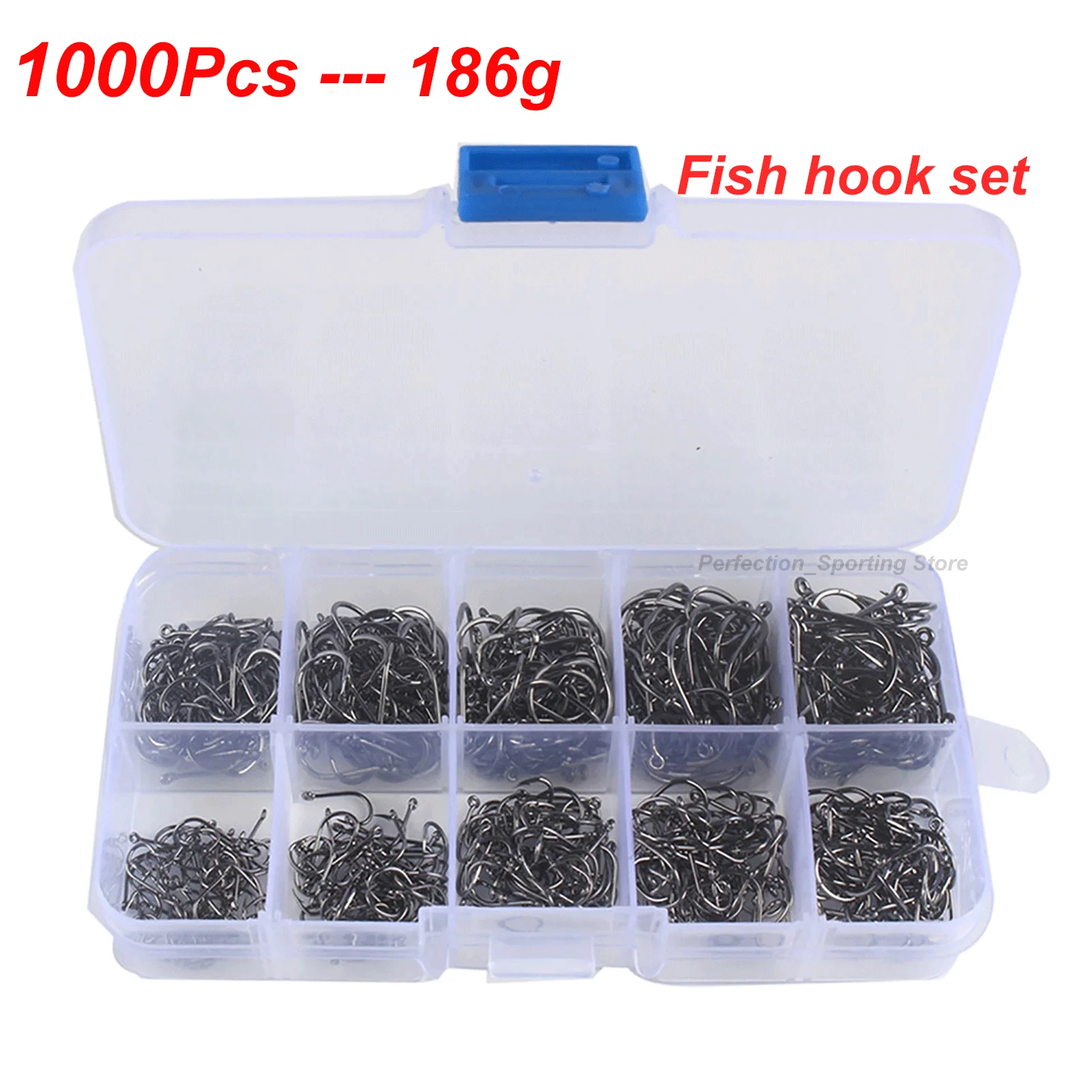 

100-1000 Pieces Fish Hook of Fish Hook Box Set Saltwater Fresh Water High Carbon Steel Fish Hook Accessories Fishing Gear