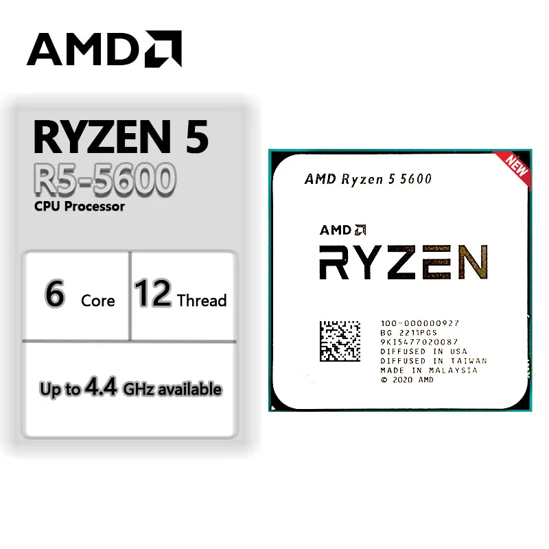 新品未開封 AMD Ryzen 5 5600 6コア12スレッド CPU-5個 新品未