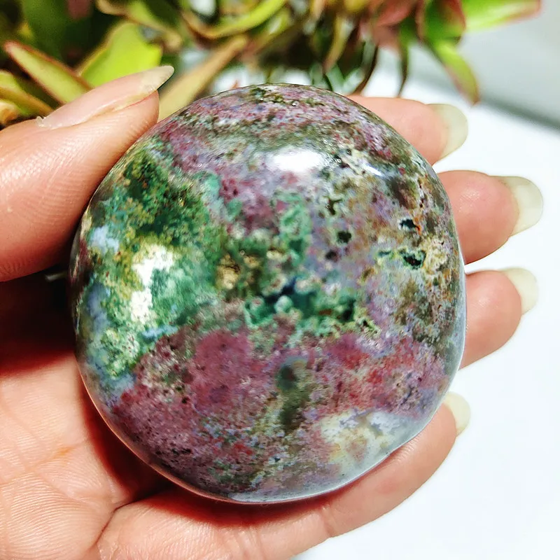 Natural Stone Beautiful Ocean Jasper Palm Stone Home Feng Shui Ward Off Evil Crystal Ornaments 3