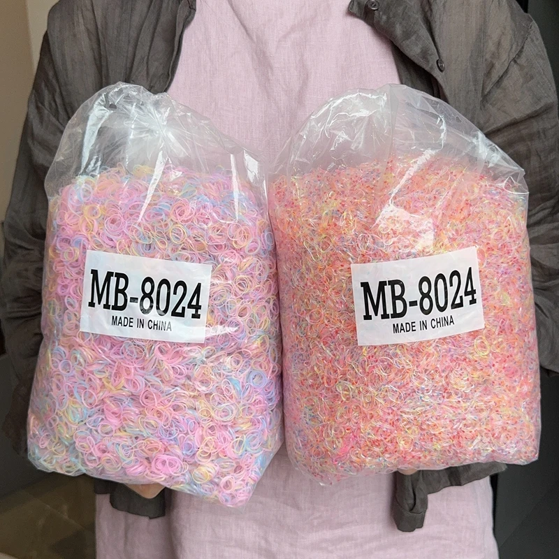 500Pcs/bag Girls Colourful Disposable Rubber Band Hair Ties Headband Children Ponytail Holder Bands Kids Hair Accessories 4