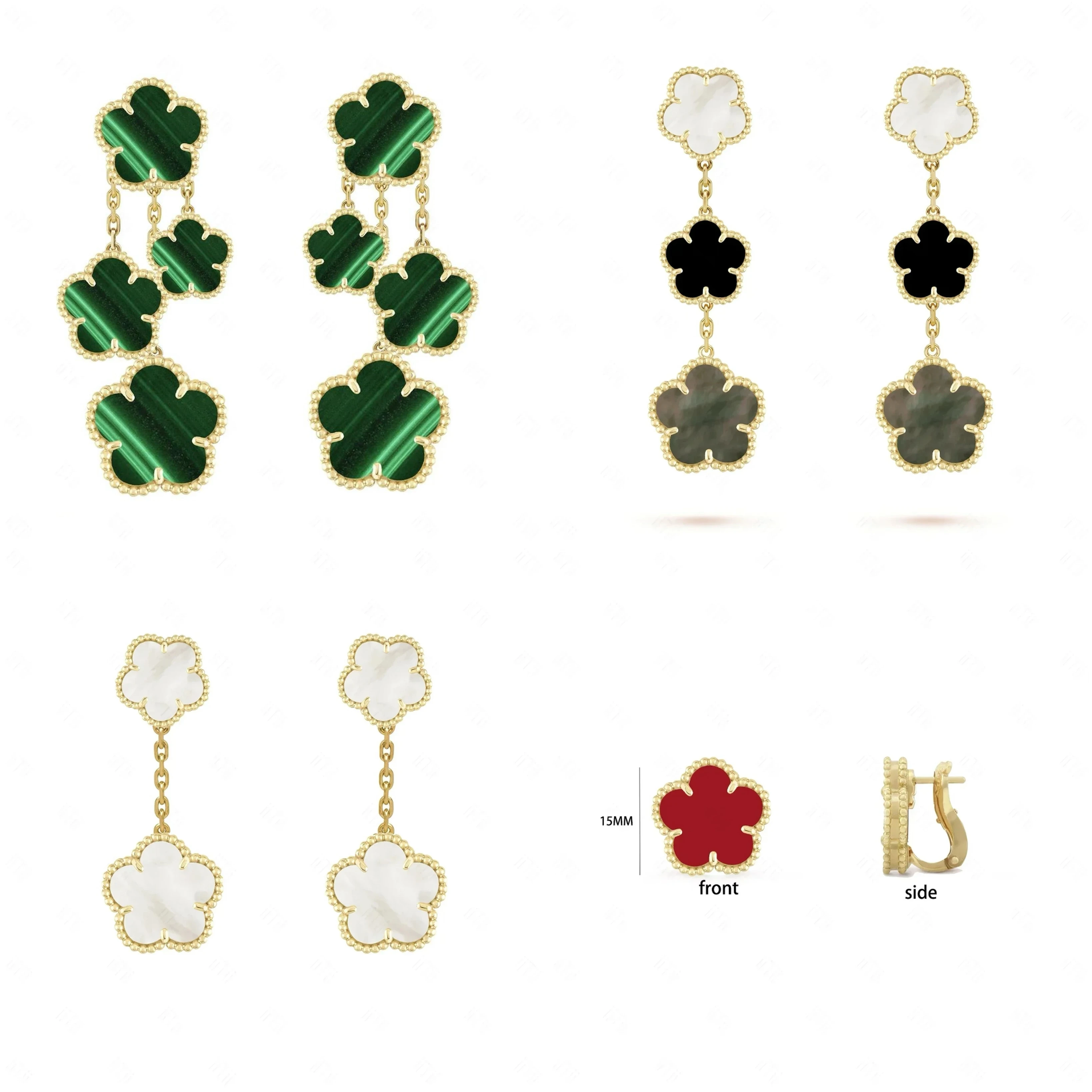 

Модные Классические счастливые женские серьги с цветком из пяти листьев/четырехлистным клевером, крупные серьги из натурального драгоценного камня, стандартные ювелирные изделия, бесплатная доставка