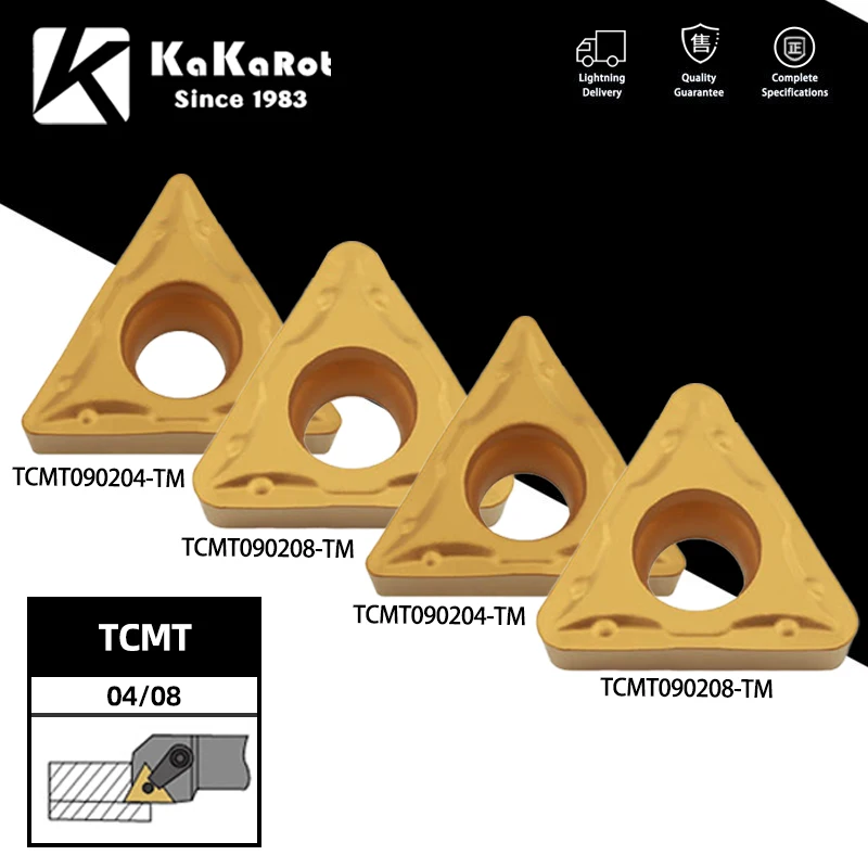 

KaKarot 10pcs Carbide Insert TCMT090204-TM TCMT090208-TM UE6020 UE6030 Steel Turning Tool Holder Boring Bar CNC Cutter