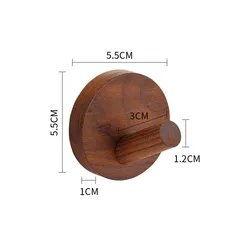 Eco - Friendly Self - Adhesive Natural Wood Wall Hooks - Stylish & Versatile for Hats, Towels, Robes, Clothes, Keys, and Bags (Walnut Wood)