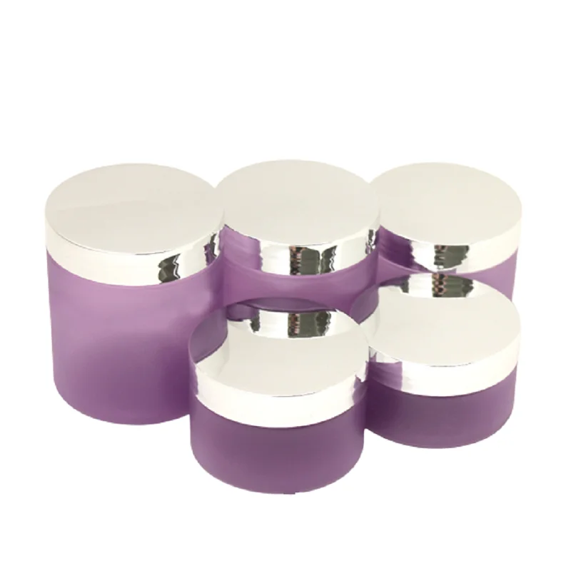 

Frost Purple Skincare Cream Jars Wide Mouth Bottle Silver Lid Cosmetic Container Plastic Pots With Lids 100g 120g 150g 200g 250g