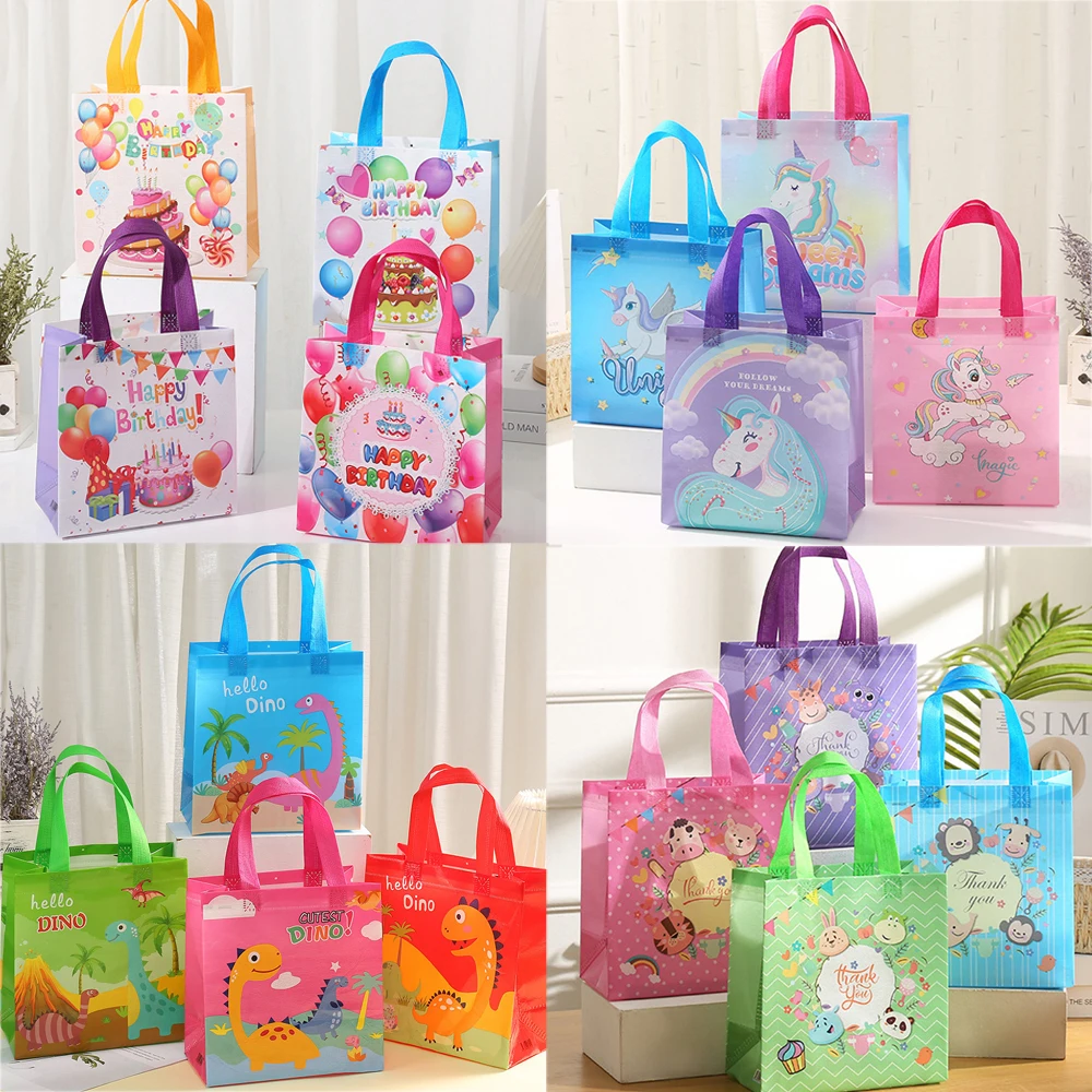 4Pcs-Children-s-Birthday-Bags-Kids-Candy-Gift-Bags-Nonwovens-Pink-Blue ...