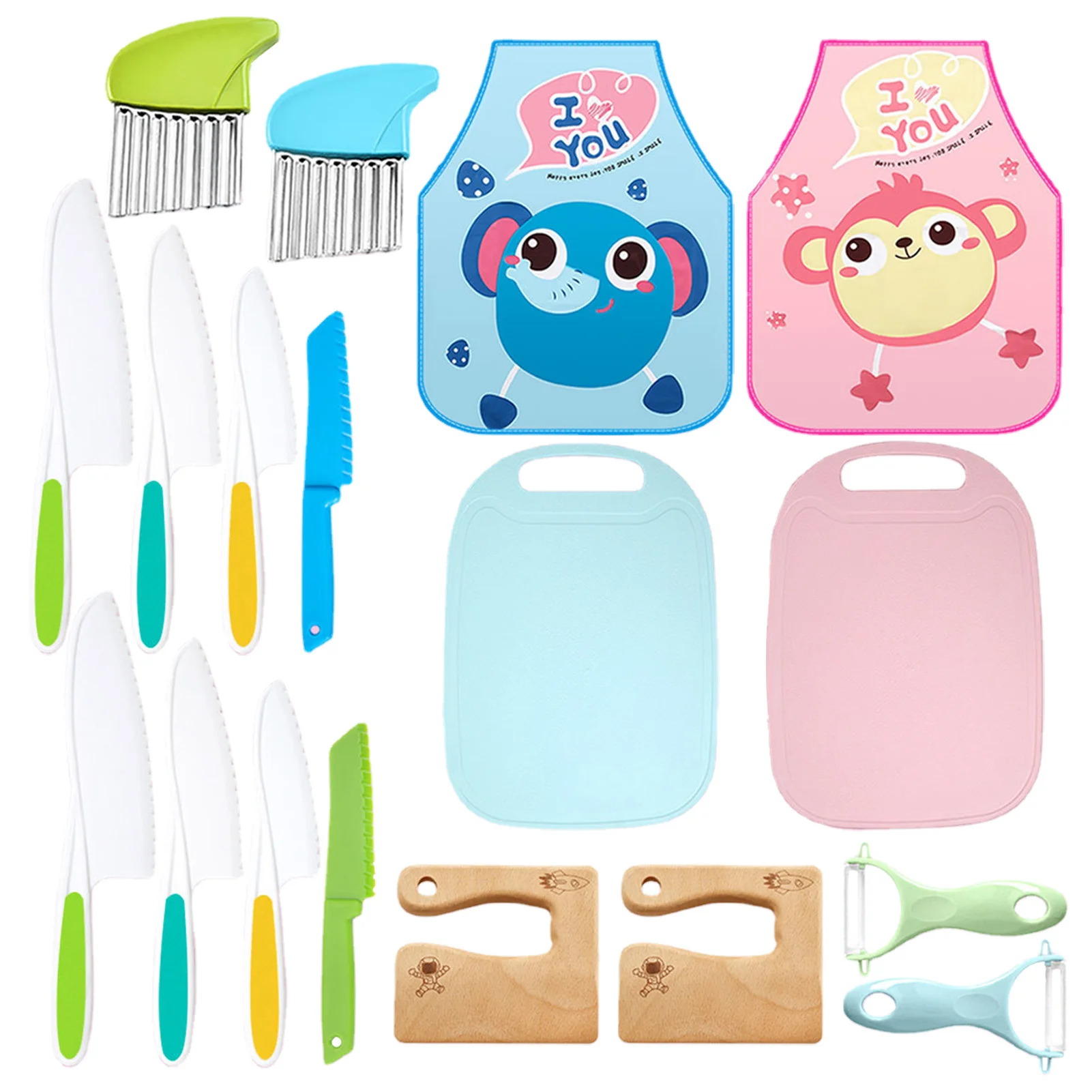 

Набор детских кулинарных ножей из 9 предметов, два цвета на выбор, с разделочной доской и фартуком для игр родителей и детей