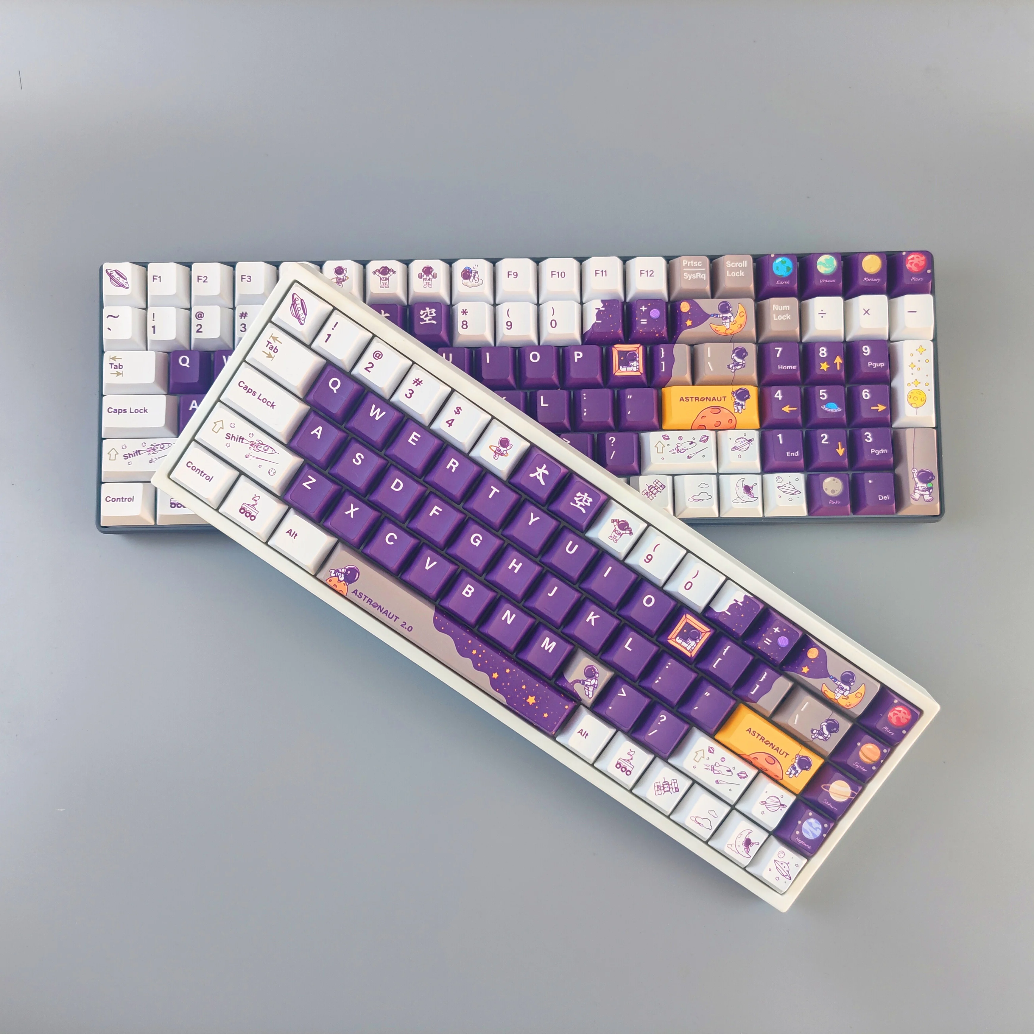 Conjunto Legal Crianças Série Pouco Astronauta Keycaps Pbt Lados Tintura Subbed Chaveiros Cherry Perfil Keycap para mx Switches Teclado 1 - Imagem 2