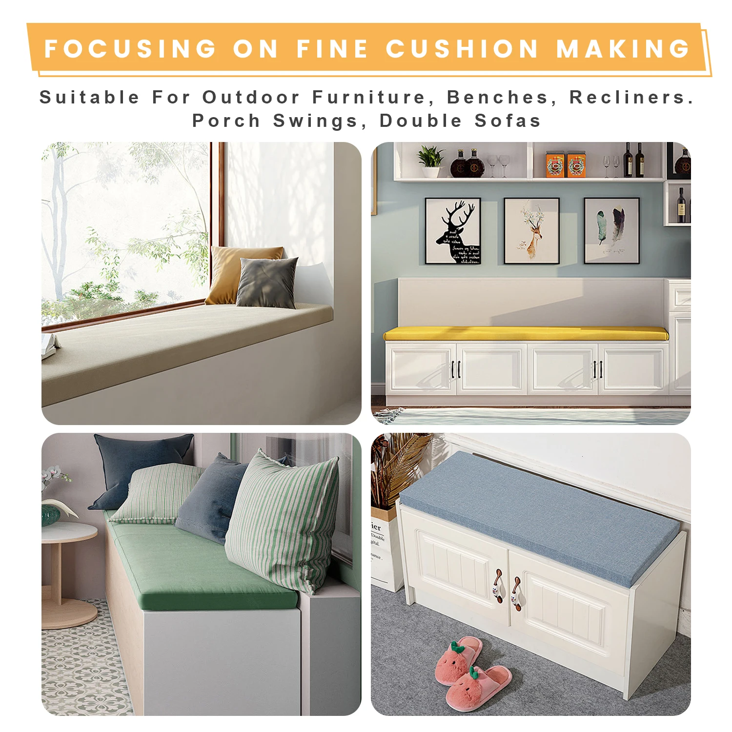 Bench Cushion Custom Bay Window Cushion 50Dhigh Density