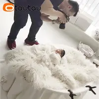 OTAUTAU Portable Round Pouf chair Rack Bean Bag Cover Without Filler Newborn Photography Accessories Props Ottoman Puff DDSY001T 6