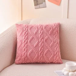 Plush Geometric Decorative Cushion Cover for Living Room Sofa - Nordic Home Decor (Pink)