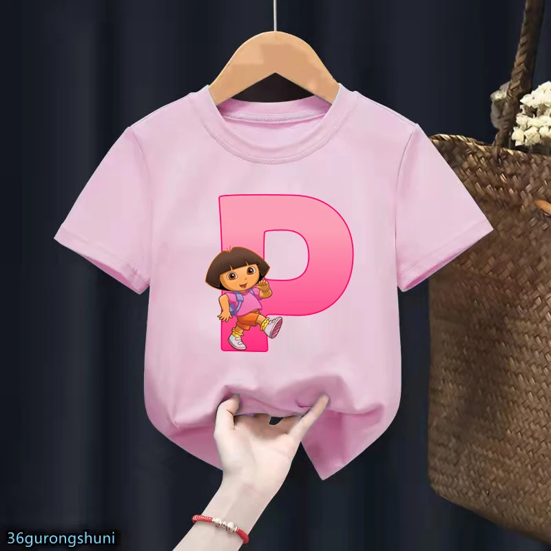 t shirt kid rock Newly Girls T-Shirt Dora Explorer Letter Printed Children'S Clothing Tshirt For Kids Birthday Gift Clothing Cute Toddler Tshirts t-shirt cartoon	 Tops & Tees