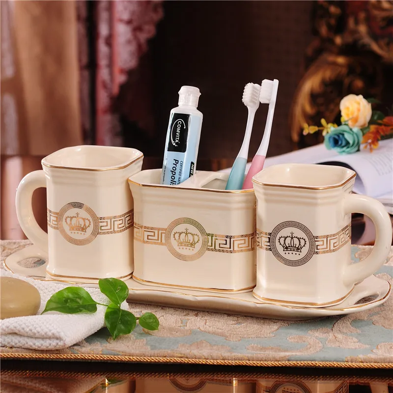 Ceramic Bathroom Accessories Set Porcelain Soap Dispensers/Dishes Toothbrush Holder & Cups Lavatory Toiletry Wedding Gifts