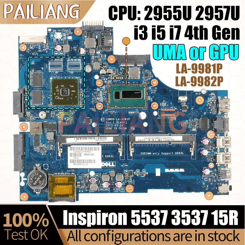 Para dell inspiron 5537 3537 15r portátil mainboard LA-9981P LA