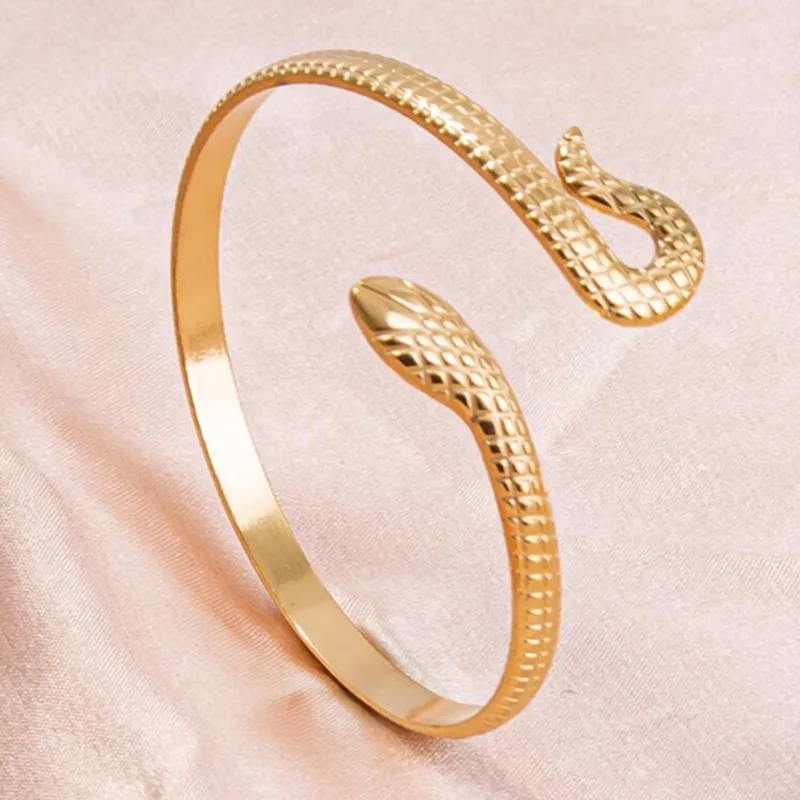 Vintage Animal Snake Bangle Stainless Steel Bangles For Women Accessories Open Bracelets Adjustable Bohemian Jewelry Indian Gift