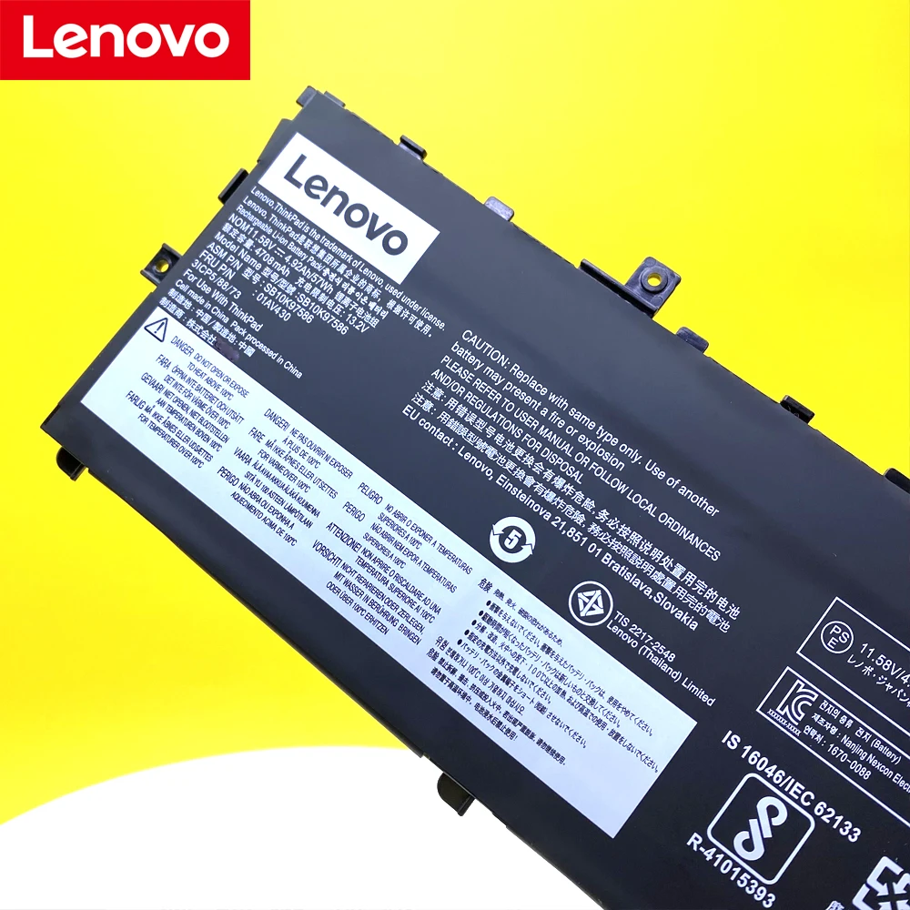 Bateria Original do Portátil para Lenovo Thinkpad Carbono x1 2023 Série 2023 01av429 Sb10k97586 01av431 01av494 Sb10k97587 Novo - Imagem 2