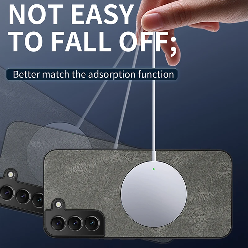 Leather Matte Frosted Magnetic Shockproof Phone Case with Soft Bumper Cover