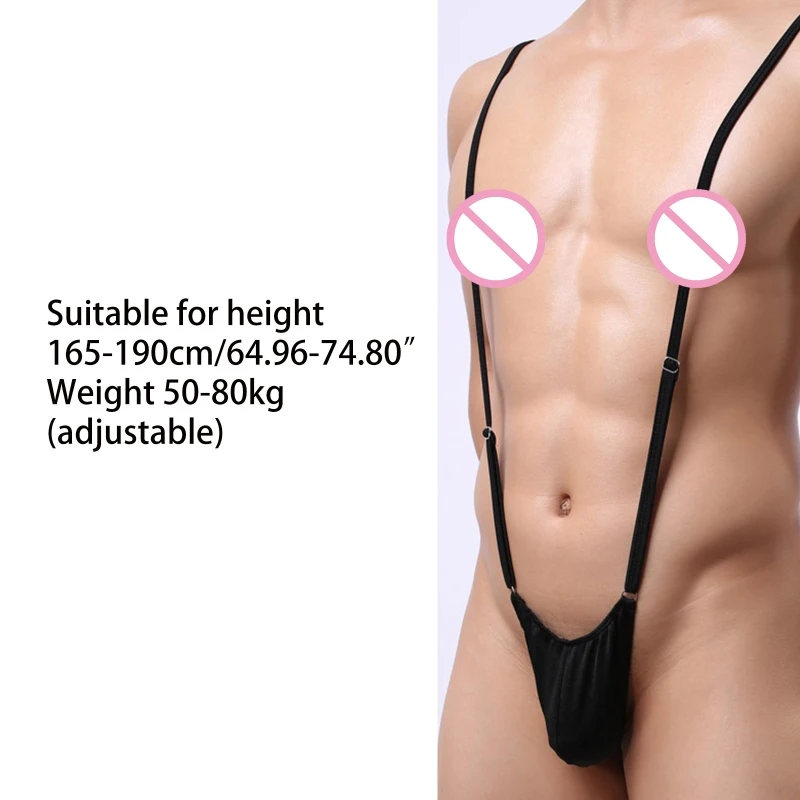Adjustable Strap Men's Mankini Swimsuit Thong Style V Sling Stretch Sexy Underwear Suspender Bodysuit Strap Thongs