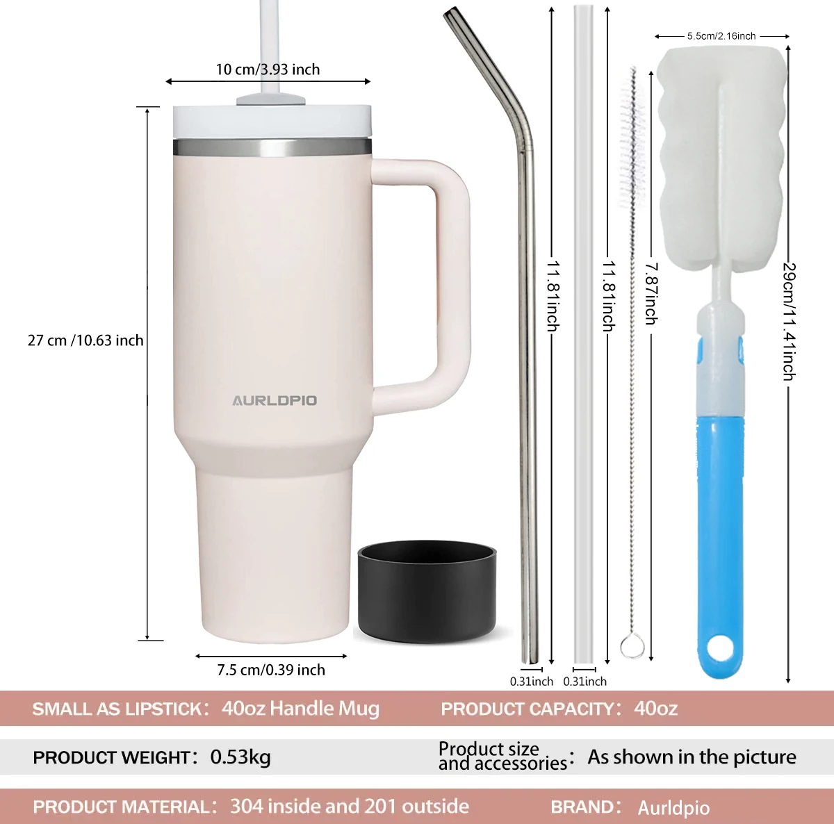 Caneca térmica de aço inoxidável 40oz, grande capacidade, copo de café isolado, escritório, casa, garrafa de água, viagem, carro, presentes de ano novo 3