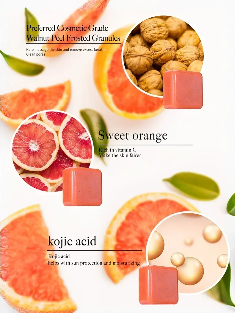 Kojic Acid Soap 70g/140g Glutathione Coconut Milk Cedar Turmeric Brightening Scrub