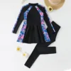 Girls Two Pieces Suit 8-12 Years Children Long Sleeve Swim Dress 2026 Kids Swimsuit Print Swimwear Burkini Muslim Bathing Suits