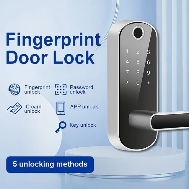 Tuya or TTLock APP Smart Door Lock Password Unlocking Remote Control Fingerprint Locks Keyless Touchscreen IP67 with IC Cards 5