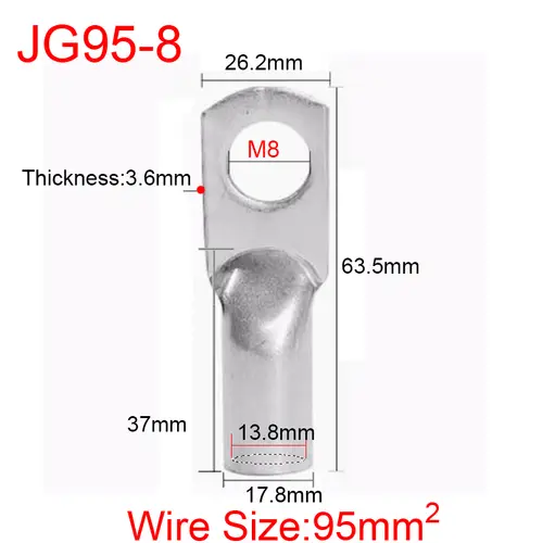 JG6/10/16/25/35/50/70/95/120-300 Marine Copper Screw Hole Electric Wire Cable Ring Tubular Cord End Lug Connector Crimp Terminal - Image 51