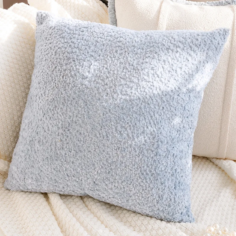 Bestickte Blumen-Kissenbezüge, bunte Blumen, Plüschfell, Baumwolle, dekorative Kissenhüllen für Sofa, Schlafzimmer, Heimdekoration – Detail 1