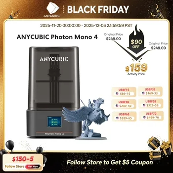 ANYCUBIC Photon Mono 4 AE Version LCD UV Resin 3D Printer with 7" 10K high-definition screen High-Speed 3D Printing 153×87×165mm