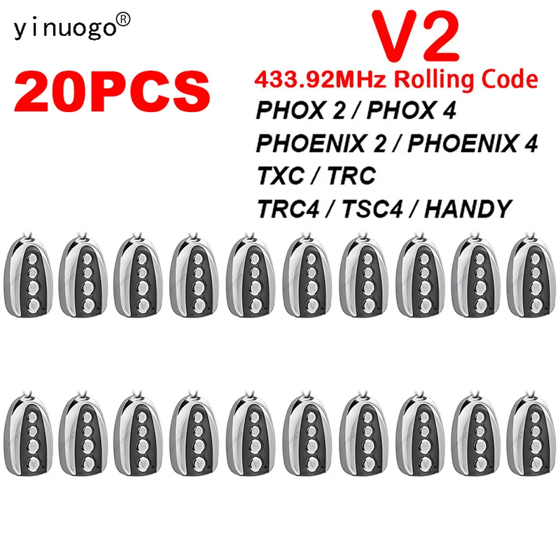 

20PCS V2 Phoenix Phox 2 4 TRC4 TSC4 TXC TRC HANDY Garage Door Remote Control 433MHz Rolling Code PHOENIX2 PHOENIX4 PHOX2 PHOX4