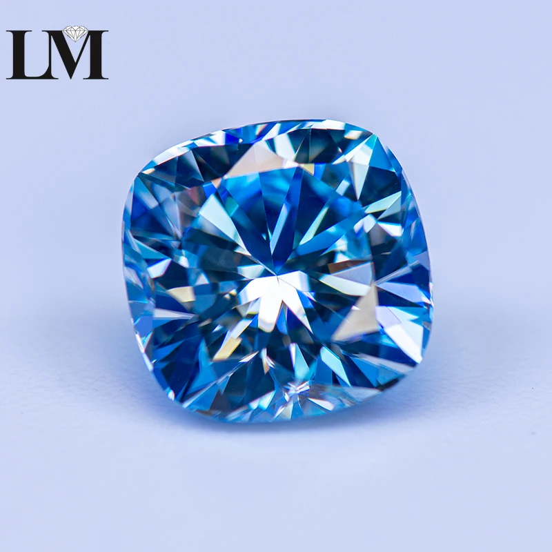 Moissanite Stone Ice Blue Color Cushion Cut Gemstone Lab Grow Diamond Advanced Jewelry Making Materials Con Certificato Gra