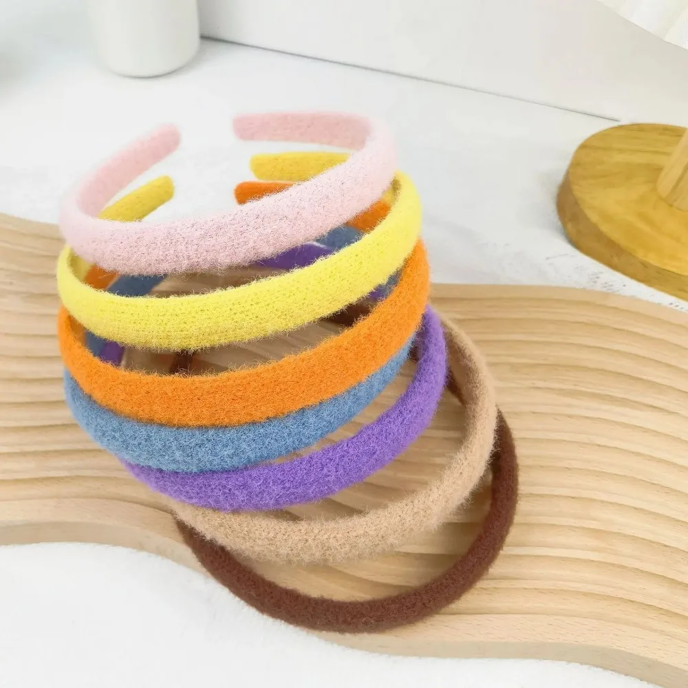 Wool Knit Hair Hoop Kids Thin Hairbands Princess Candy Colors Simple Sweet Headwears Girls Children Korean Hair Accessories 2023
