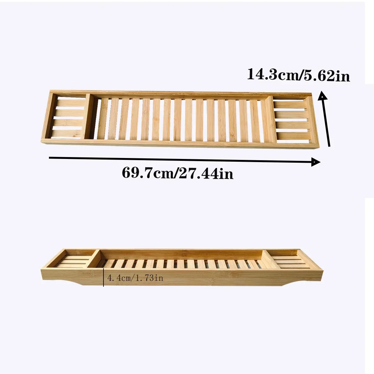 Bathtub Caddy Tray Bamboo Spa Caddy Organizer Soap Book Tablet Towel Holder Nonslip Bottom Bathtub