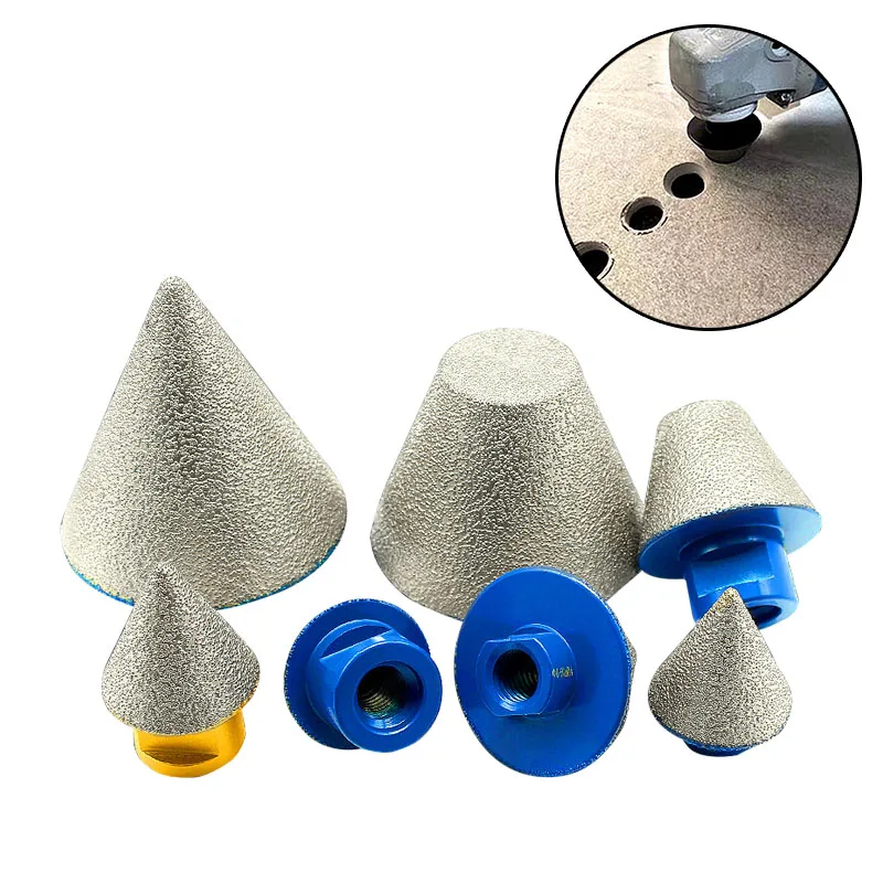 Brazed Diamond Grinding Wheel Chamfer Bit Cone Reamer M14 Thread Enlarge Shape Round Hole Beveling Trimming Tile Ceramic Marble fachlich 1pc 20 82mm diamond chamfer bits bevelling enlarge hole saw polishing ceramic tile marble grinding taper milling bits