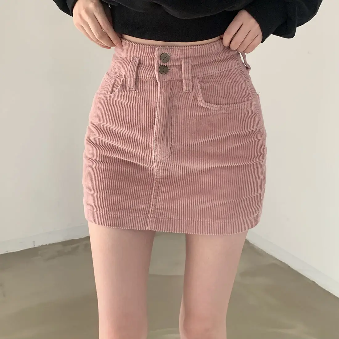 

Korea chic2023 fall and winter pink bustier high waist skirt pants skirt casual A-line skirt Harajuku kawaii style