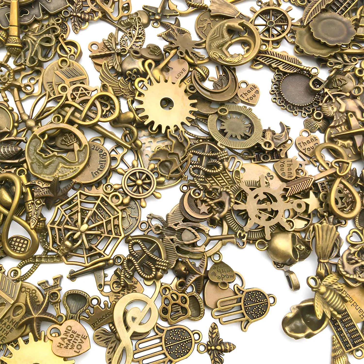 UOOOM Set 18 Ciondoli Vintage In Bronzo – Formati Misti (1-8,5 Cm), Per Collane E Bracciali Fai Da Te, Stile Retrò - 2