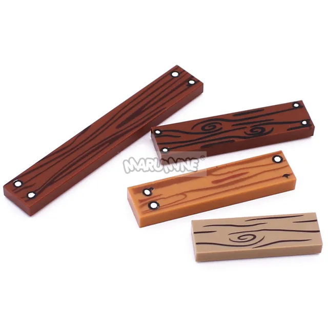 Marumine 20PCS Wooden Floor Build Brick Accessories Tile 1x6 With Wood Grain Pattern 6636 pb13 City House MOC Building Blocks 5