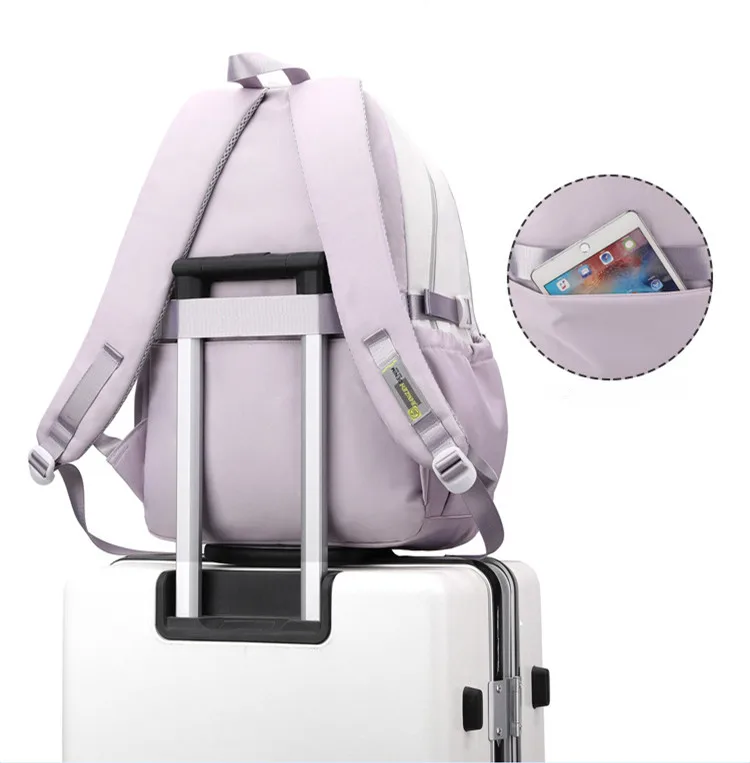 2024 middle school backpacks for teenage boys girls trend splicing printed couple backpack Large capacity nylon schoolbags book 5