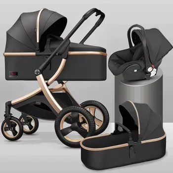 Luxury baby stroller 3 in 1,High landscape strollers,baby car,trolley pram,baby Carriage four wheels,newborn travel Pushchair 1