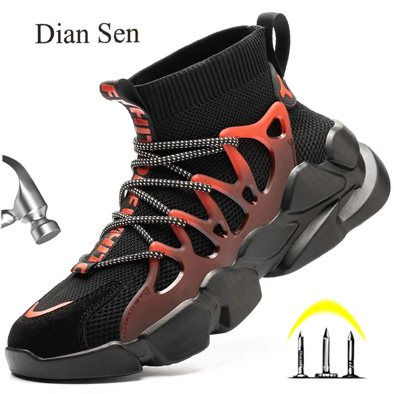 

Diansen Men Steel Toe Protective Work Shoes Womens Anti-Punctur Safety Shoes Lightweight Industrial Casual Shoes Hiking Sneakers
