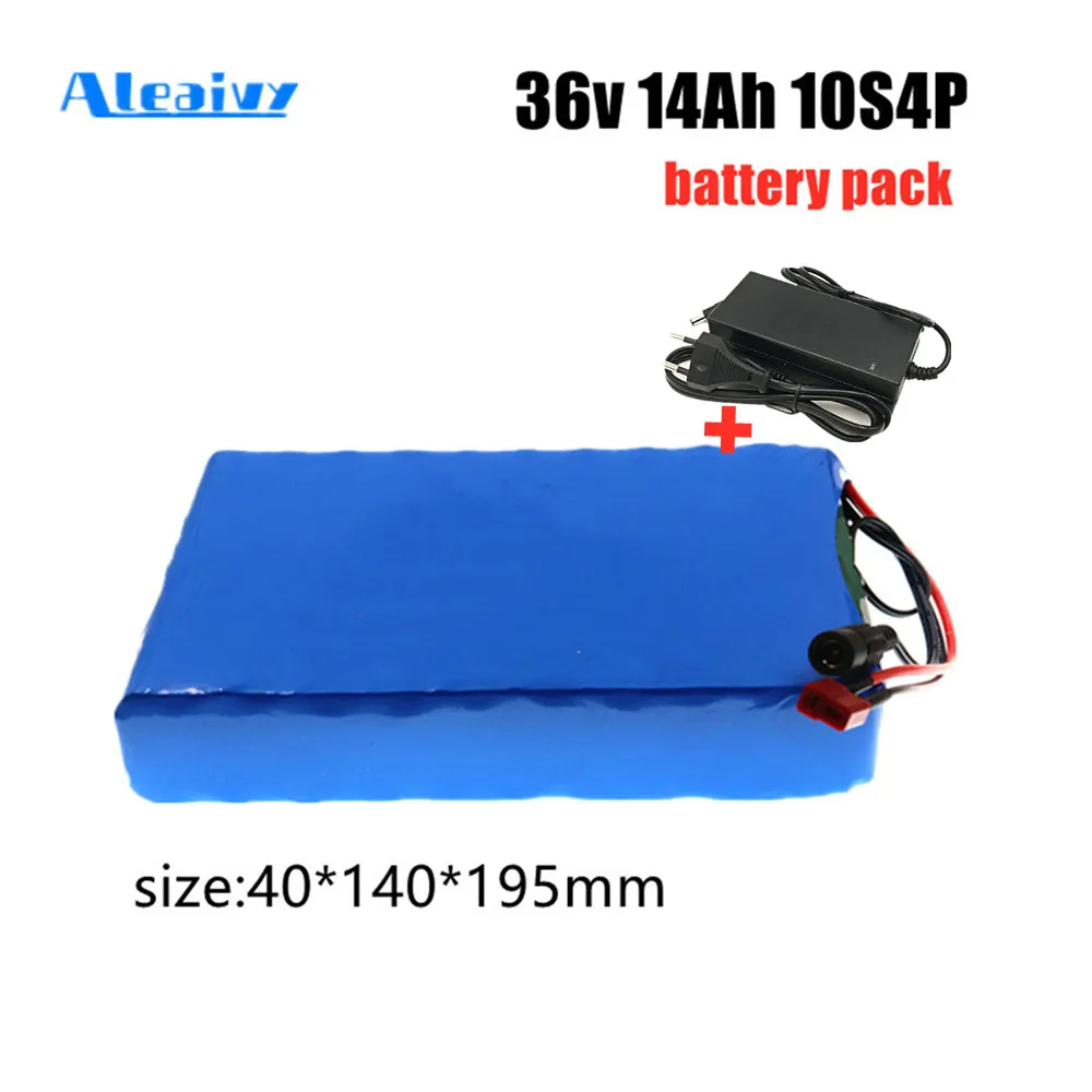 

Aleaivy 36V Battery Pack 14Ah 500w 10S4P 18650 Li-ion Rechargeable Battery 42v Electric Bike Battery with 15A Discharge BMS+2A