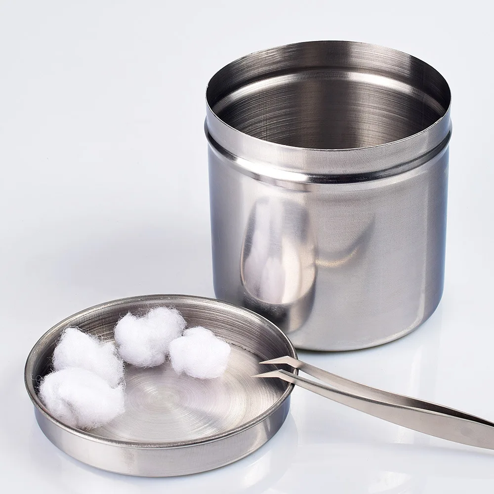 Stainless steel disinfection supplies jar with lid sealed jar cotton cotton ball iodine volts with jar