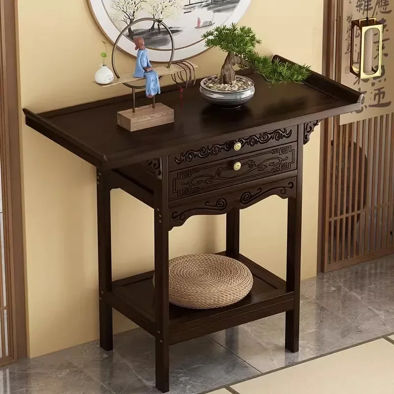 New Chinese Solid Wood Console Tables for The Entrance Wall-mounted Multifunctional Tables Simple Retro Console Table for Home