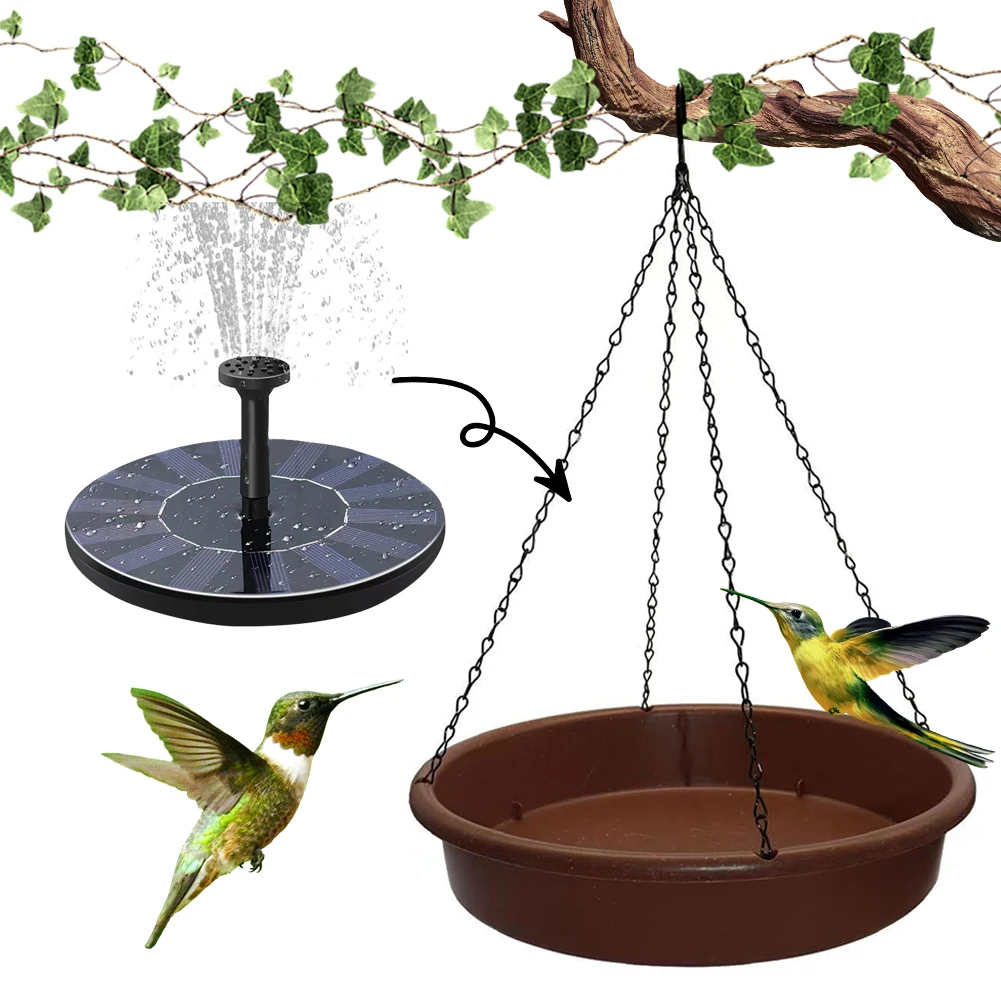 

Solar Powered Hummingbird Water Fountain Solar Bird Bath Fountain Solar Powered Automatic S-shaped Hook Fountain for Garden Yard