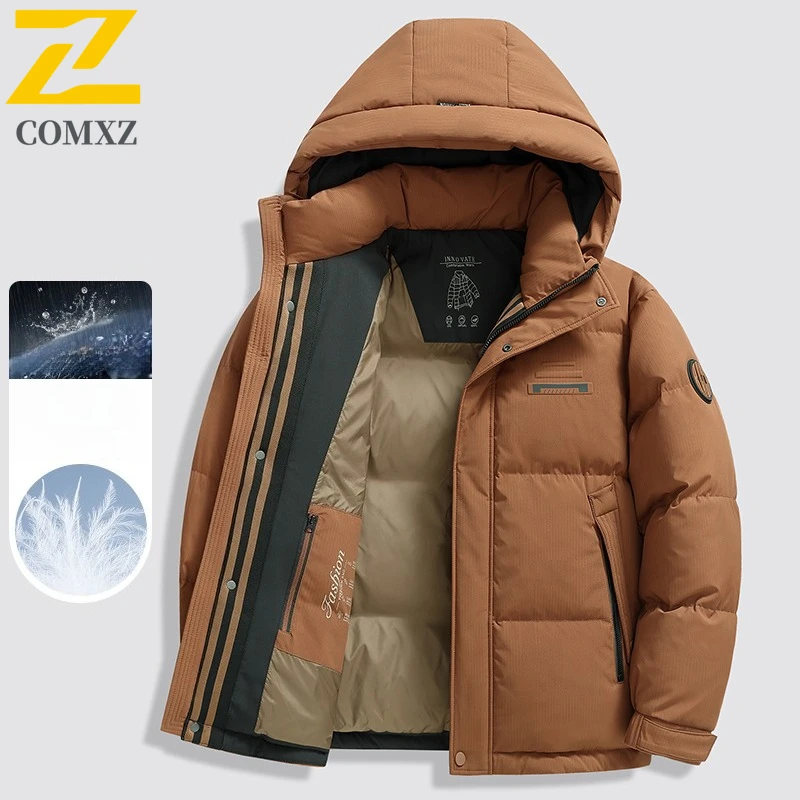 COMXZ Fashion Bread Jacket Loose Hooded Cold Proof Snow Traveling Ski Padded Jacket Streetwear Warm Winter Jacket Men's Clothing