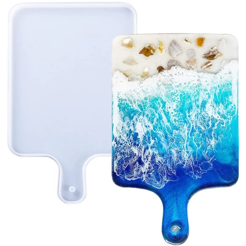Resin Silicone Tray Molds, Casting Mold for Epoxy Resin, DIY Resin Large Serving Rectangle Shape Handle Board for Home Deco 1