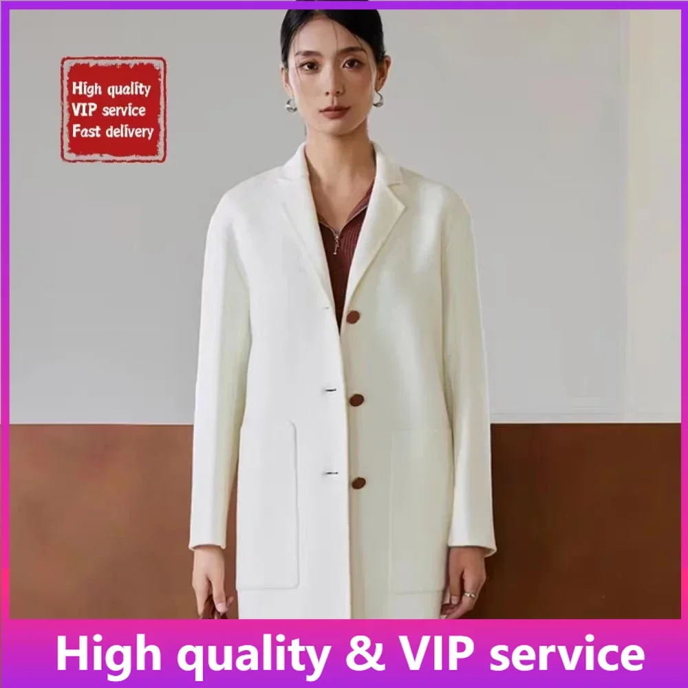 Highest Quality H Coat Winter Women's Jacket Coat Straight Fit Double Sided 100% Cashmere Coat Mid-Length Wool Women's Coat2023