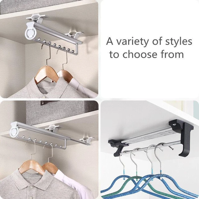 Adjustable Pull-Out Clothes Hanger Rod, Extendable Wardrobe Clothing Rail,  Closet Clothes Hanger Rail