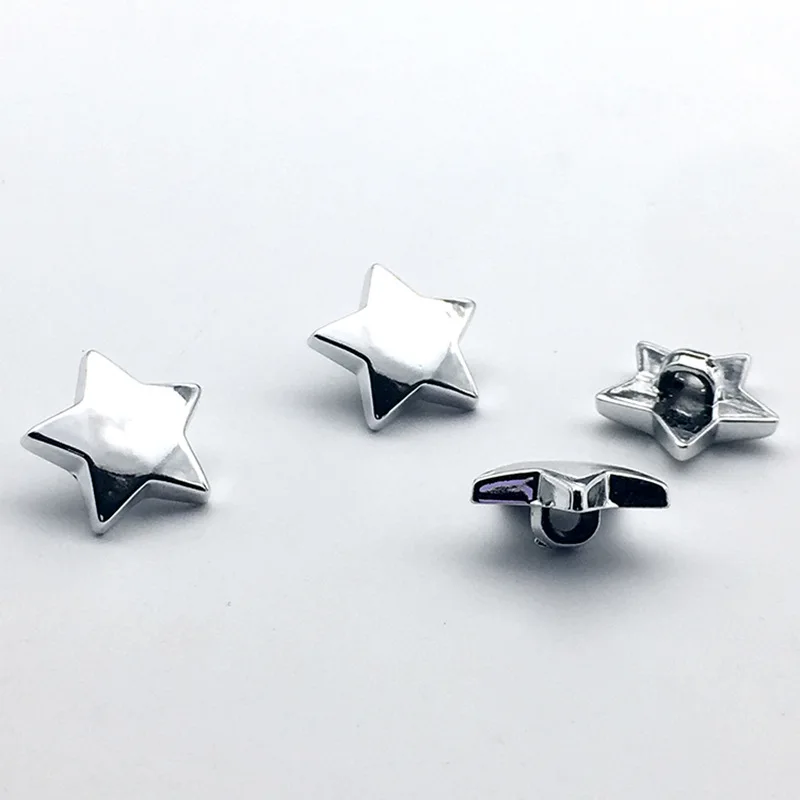 50pcs 12.5mm Acrylic Shiny Metallic Star Shank Buttons Sewing DIY Garment Accessories Silver/Gold 5