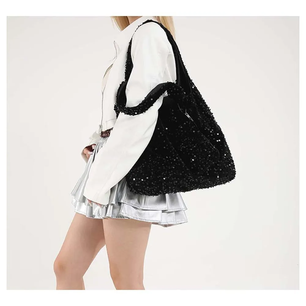New Tote Bag For Women Sequin Shoulder Bag Trendy Hobo Bag Underarm Bag For Work Travel Large Capacity Shopping Bag