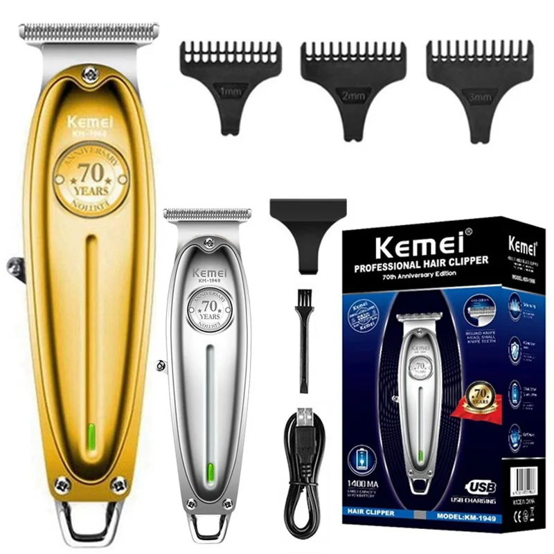 

Kemei KM-1949 Professional Hair Clipper Men USB Electric Cordless Hair Trimmer T-Blade carving Bald head Hair cut Machine